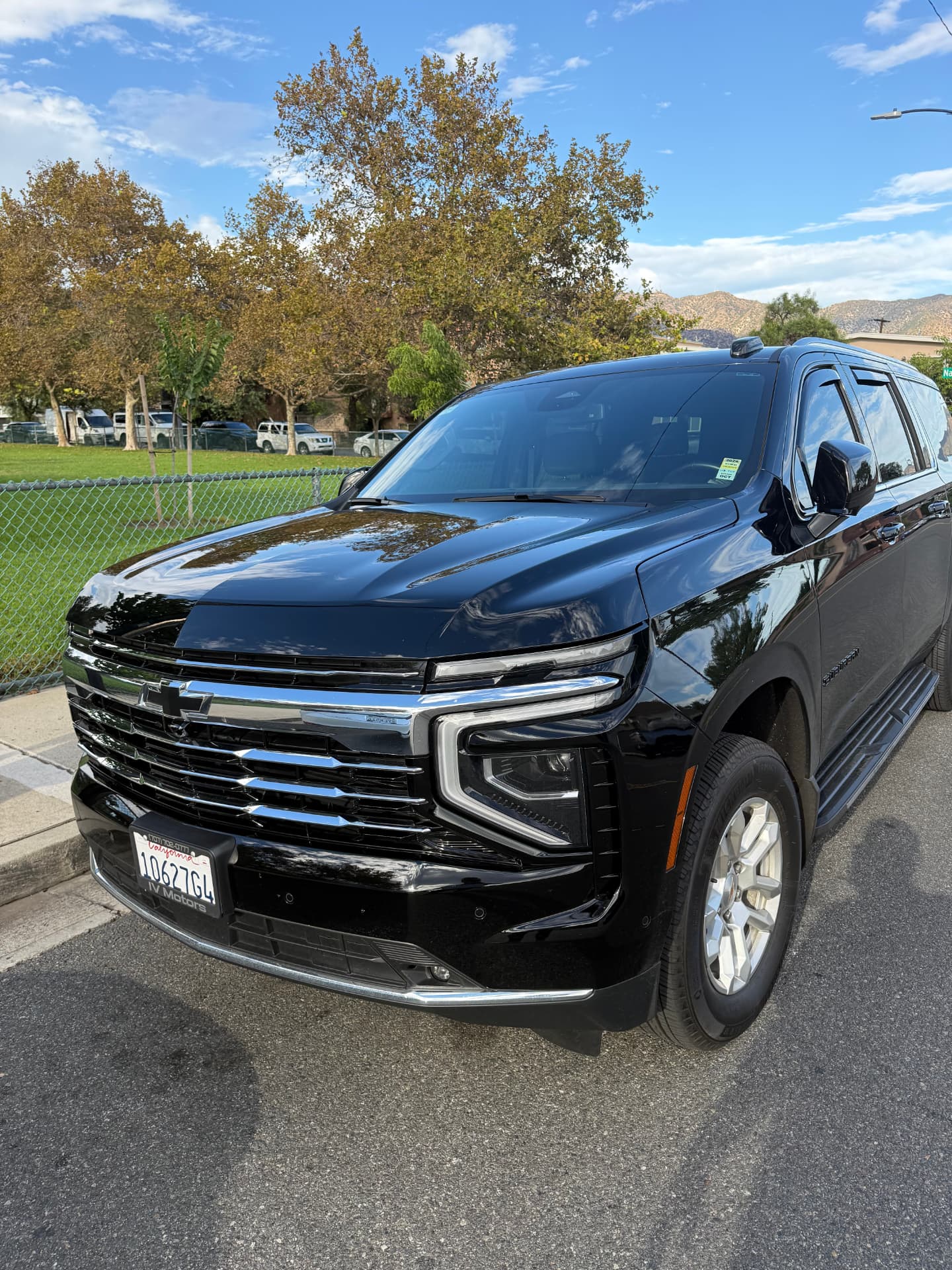 Black Chevrolet Suburban full-size VIP SUV for group and executive transportation in Los Angeles