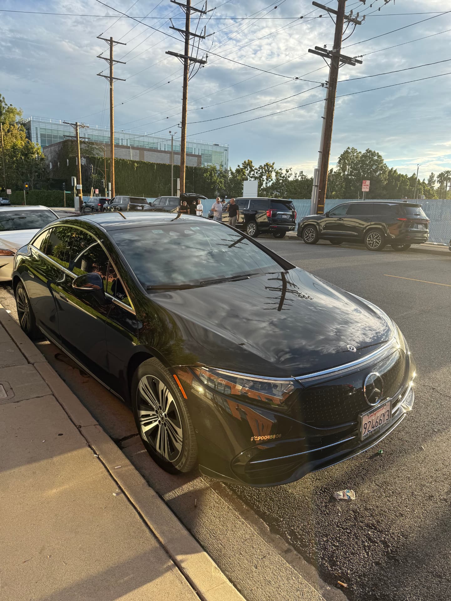 Black Mercedes-Benz EQS first class VIP sedan for executive chauffeur service in Los Angeles